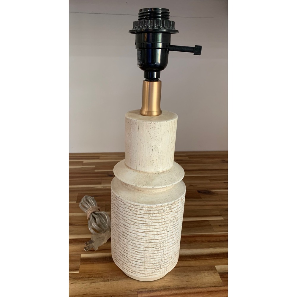 Minimalist Textured Ceramic Table Lamp Base Cream Neutral Boho Japandi Modern